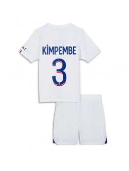 Otroški Nogometna dresi replika Paris Saint-Germain Presnel Kimpembe #3 Gostujoči 2023-24 Kratek rokav (+ hlače)